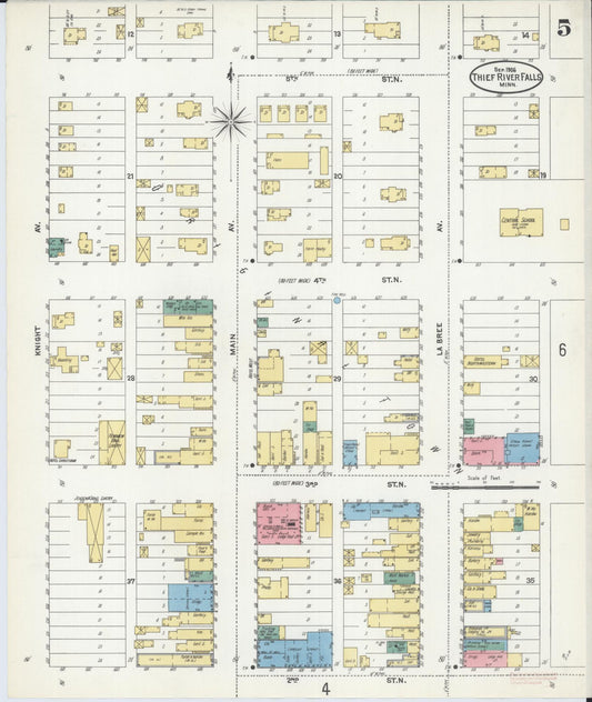 Sanborn Fire Insurance Map from Thief River Falls, Pennington County, Minnesota (1906), Sheet #0005 - Historic Sanborn Fire Insurance Map Print, vintage old map wall art, antique decor, genealogy gift, Minnesota Minnesota map