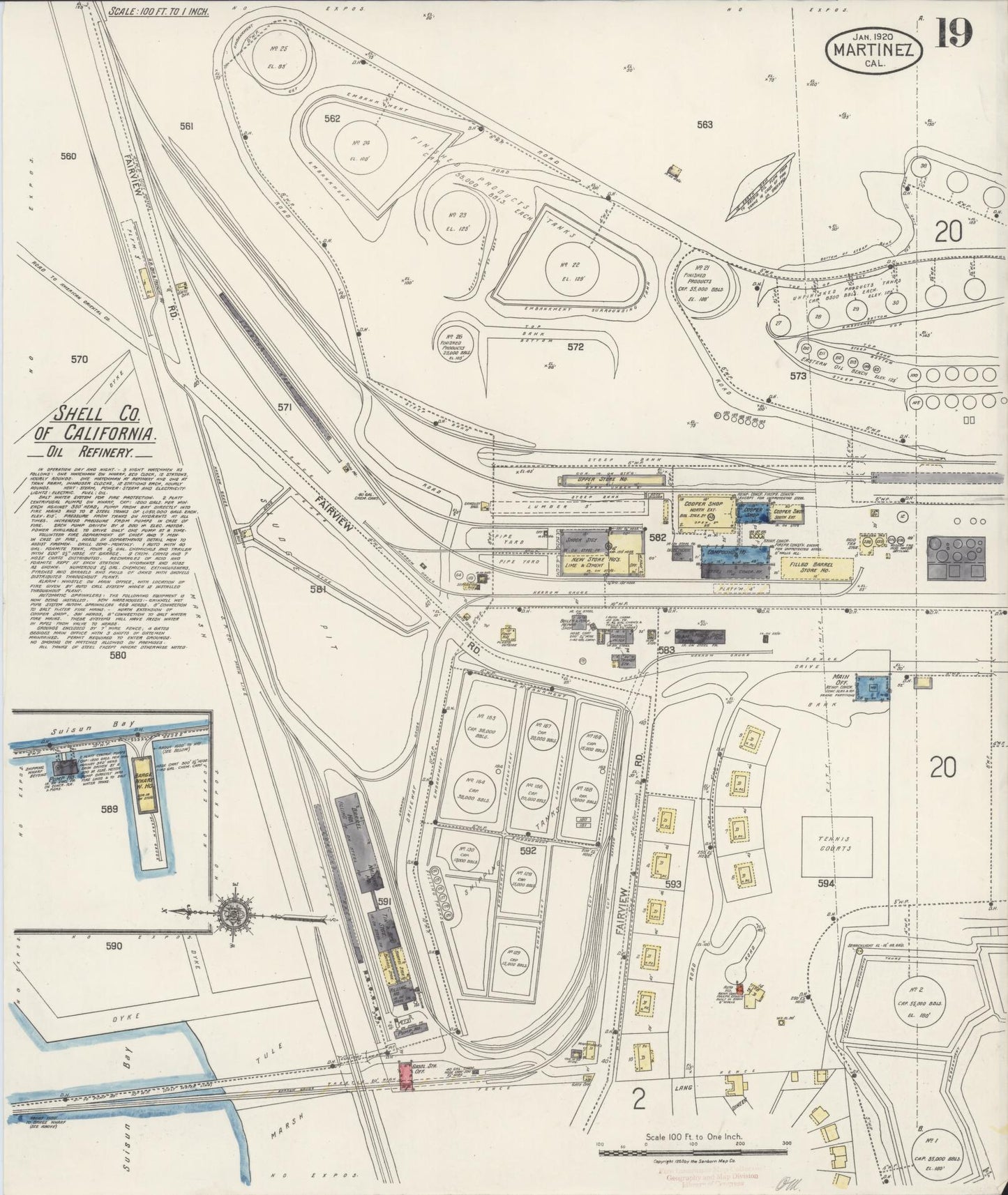 Sanborn Fire Insurance Map from Martinez, Contra Costa County, California (1920), Sheet #0019 - Complete Map Set gallery image, historic Sanborn map, vintage wall art, California California