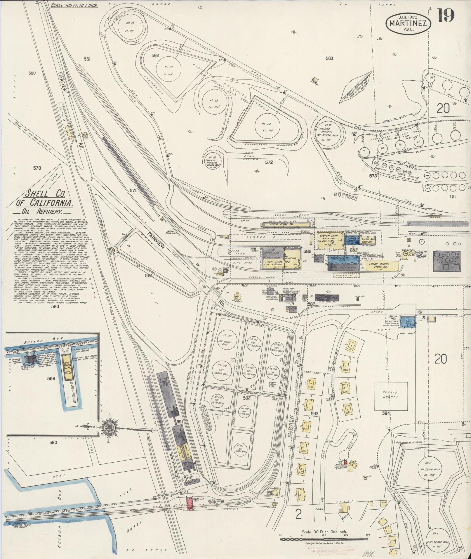 Sanborn Fire Insurance Map from Martinez, Contra Costa County, California (1920), Sheet #0019 - Complete Map Set gallery image, historic Sanborn map, vintage wall art, California California