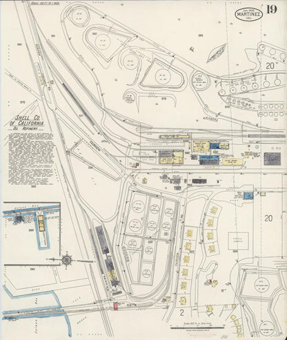 Sanborn Fire Insurance Map from Martinez, Contra Costa County, California (1920), Sheet #0019 - Complete Map Set gallery image, historic Sanborn map, vintage wall art, California California