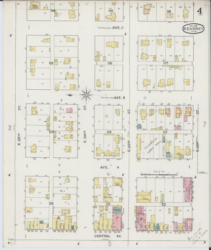 Sanborn Fire Insurance Map from Kearney, Buffalo County, Nebraska (1893), Sheet #0004 - Complete Map Set gallery image, historic Sanborn map, vintage wall art, Nebraska Nebraska
