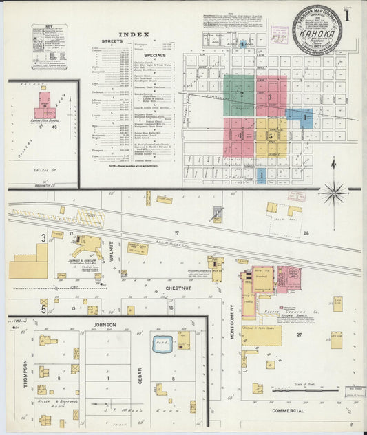 Sanborn Fire Insurance Map from Kahoka, Clark County, Missouri (1907), Sheet #0001 - Complete Map Set gallery image, historic Sanborn map, vintage wall art, Missouri Missouri