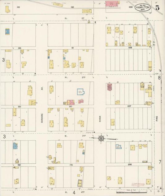 Sanborn Fire Insurance Map from Hamilton, Ravalli County, Montana (1914), Sheet #0005 - Historic Sanborn Fire Insurance Map Print, vintage old map wall art, antique decor, genealogy gift, Montana Montana map