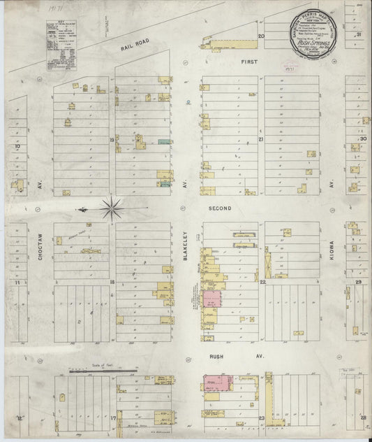 Sanborn Fire Insurance Map from Rush Springs, Grady County, Oklahoma (1896), Sheet #0001 - Historic Sanborn Fire Insurance Map Print, vintage old map wall art, antique decor, genealogy gift, Oklahoma Oklahoma map