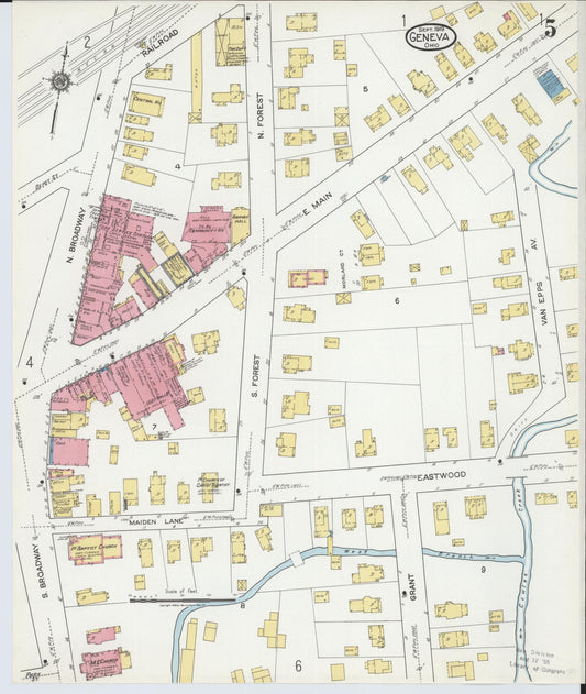 Sanborn Fire Insurance Map from Geneva, Ashtabula County, Ohio (1919), Sheet #0005 - Historic Sanborn Fire Insurance Map Print, vintage old map wall art, antique decor, genealogy gift, Ohio Ohio map