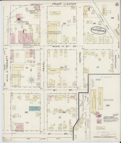 Sanborn Fire Insurance Map from Owensboro, Daviess County, Kentucky (1885), Sheet #0006 - Complete Map Set gallery image, historic Sanborn map, vintage wall art, Kentucky Kentucky