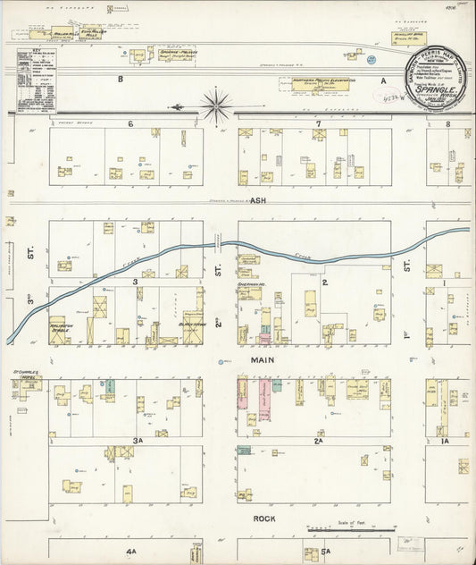 Sanborn Fire Insurance Map from Spangler, Spokane County, Washington (1891), Sheet #0001 - Historic Sanborn Fire Insurance Map Print, vintage old map wall art, antique decor, genealogy gift, Washington Washington map