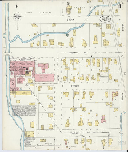 Sanborn Fire Insurance Map from Clinton, Lenawee County, Michigan (1907), Sheet #0003 - Complete Map Set gallery image, historic Sanborn map, vintage wall art, Michigan Michigan