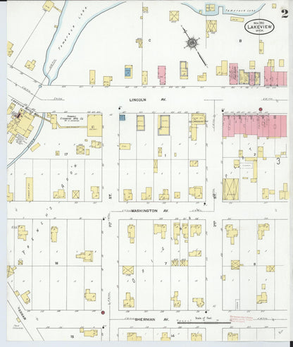 Sanborn Fire Insurance Map from Lakeview, Montcalm County, Michigan (1910), Sheet #0002 - Historic Sanborn Fire Insurance Map Print, vintage old map wall art, antique decor, genealogy gift, Michigan Michigan map