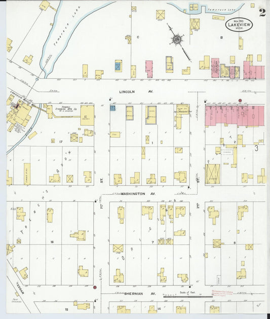 Sanborn Fire Insurance Map from Lakeview, Montcalm County, Michigan (1910), Sheet #0002 - Historic Sanborn Fire Insurance Map Print, vintage old map wall art, antique decor, genealogy gift, Michigan Michigan map