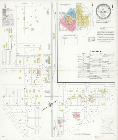 Sanborn Fire Insurance Map from Fosston, Polk County, Minnesota (1936), Sheet #0001 - Complete Map Set gallery image, historic Sanborn map, vintage wall art, Minnesota Minnesota