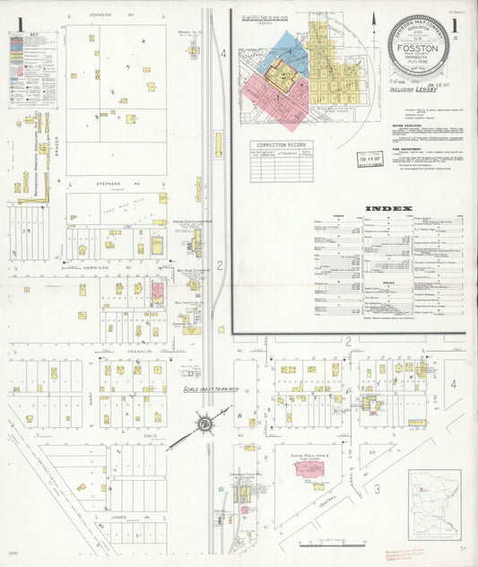 Sanborn Fire Insurance Map from Fosston, Polk County, Minnesota (1936), Sheet #0001 - Complete Map Set gallery image, historic Sanborn map, vintage wall art, Minnesota Minnesota