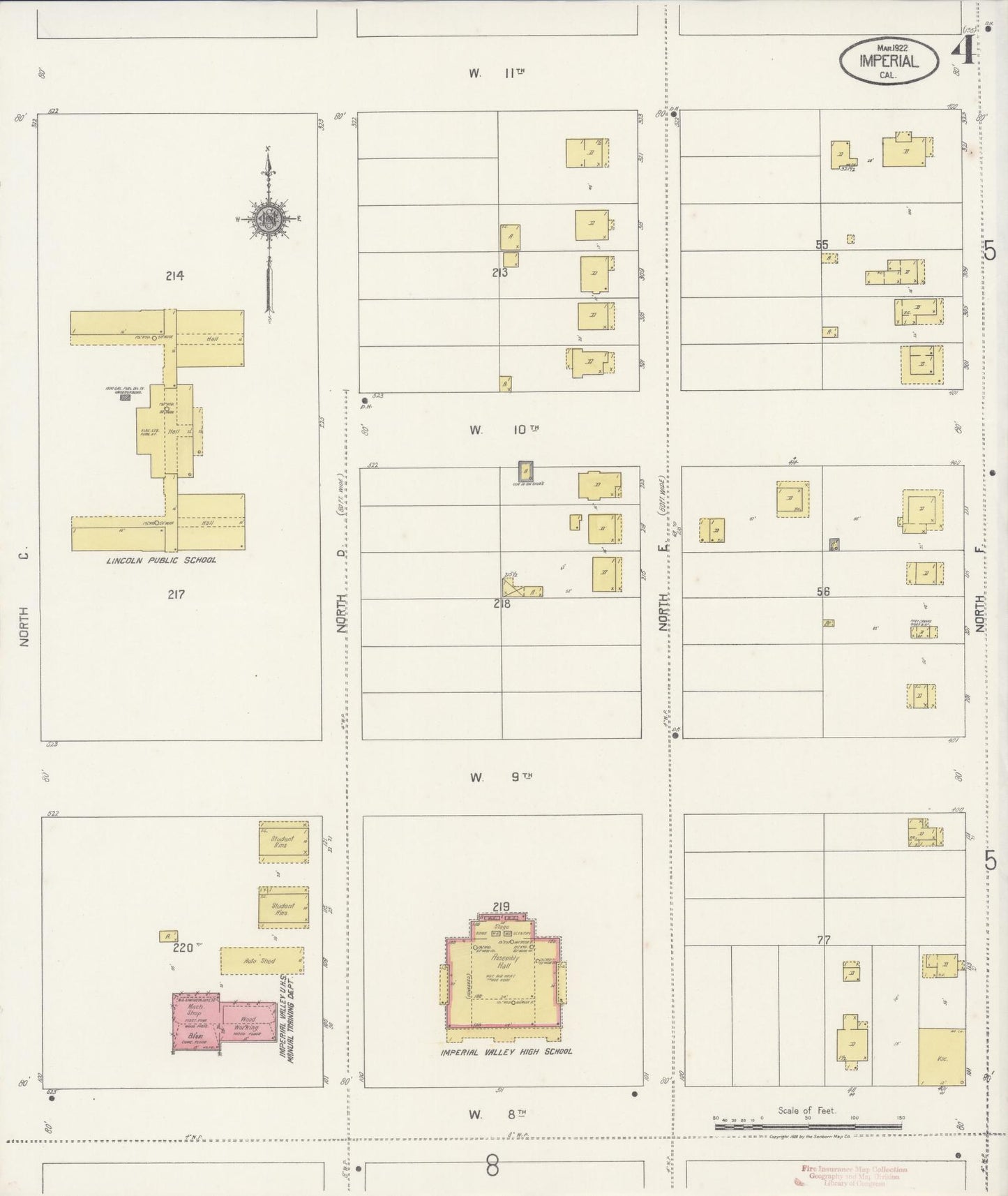 Sanborn Fire Insurance Map from Imperial, Imperial County, California (1922), Sheet #0004 - Historic Sanborn Fire Insurance Map Print, vintage old map wall art, antique decor, genealogy gift, California California map