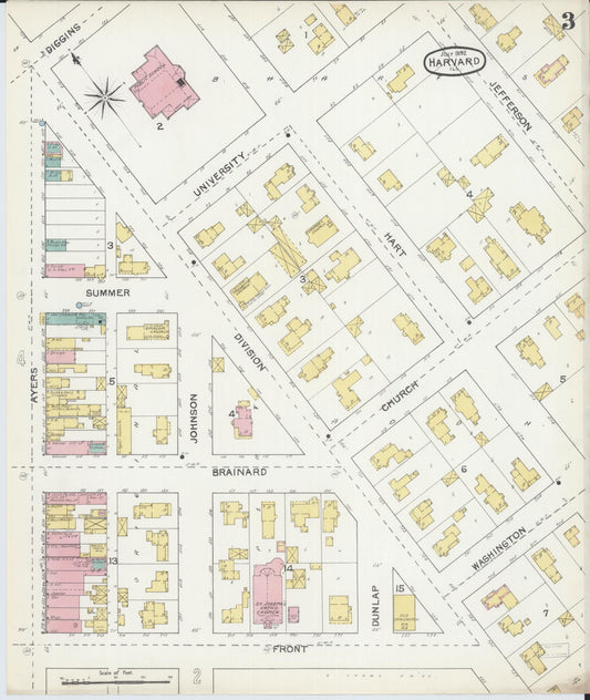 Sanborn Fire Insurance Map from Harvard, McHenry County, Illinois (1892), Sheet #0003 - Historic Sanborn Fire Insurance Map Print, vintage old map wall art, antique decor, genealogy gift, Illinois Illinois map