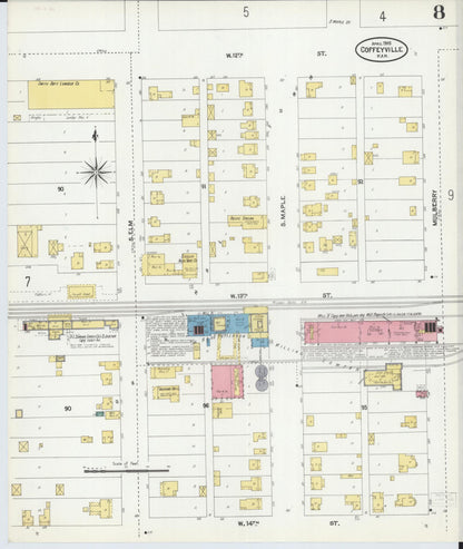 Sanborn Fire Insurance Map from Coffeyville, Montgomery County, Kansas (1905), Sheet #0008 - Complete Map Set gallery image, historic Sanborn map, vintage wall art, Kansas Kansas
