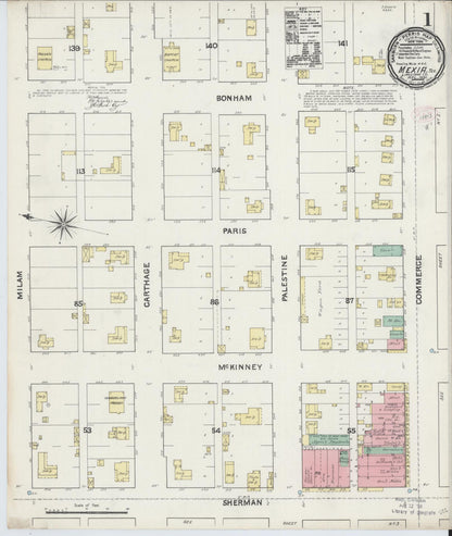 Sanborn Fire Insurance Map from Mexia, Limestone County, Texas (1891), Sheet #0001 - Complete Map Set gallery image, historic Sanborn map, vintage wall art, Texas Texas