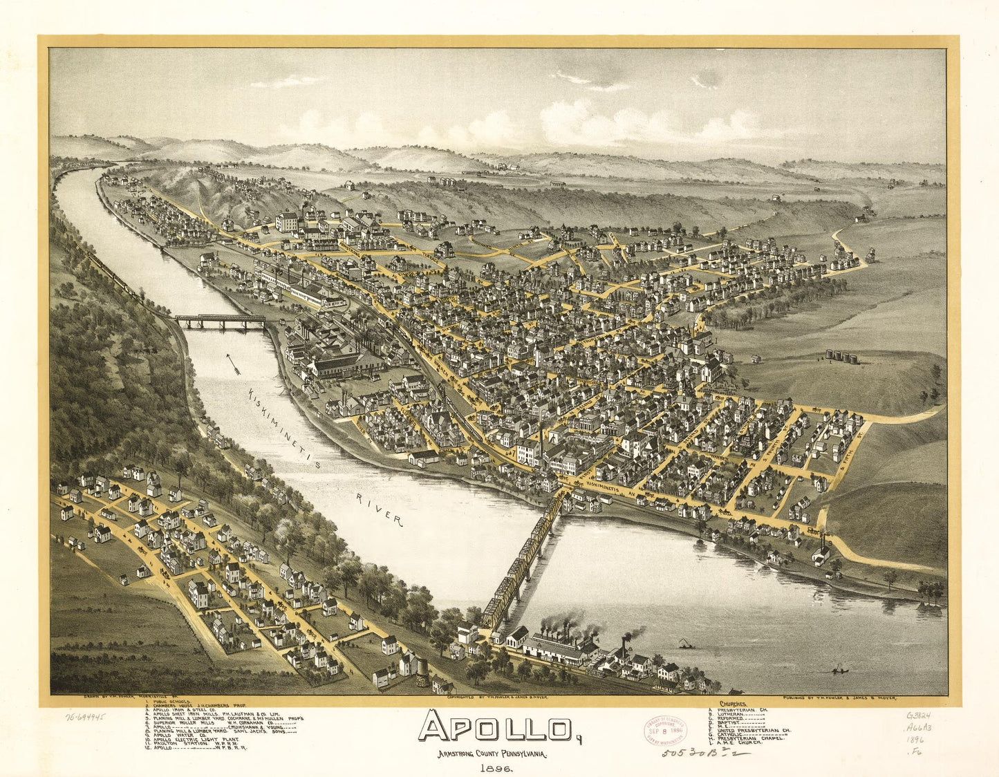 Apollo, Armstrong County, Pennsylvania 1896. (1896) – Historic Bird’s-Eye View Panorama Print