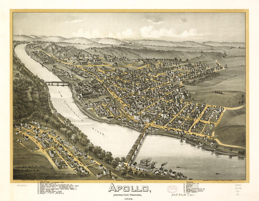 Apollo, Armstrong County, Pennsylvania 1896. (1896) – Historic Bird’s-Eye View Panorama Print
