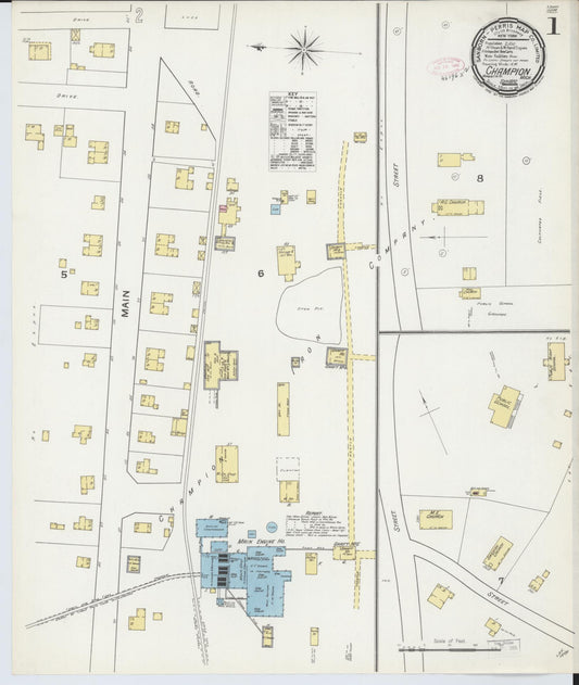 Sanborn Fire Insurance Map from Champion, Marquette County, Michigan (1892), Sheet #0001 - Historic Sanborn Fire Insurance Map Print, vintage old map wall art, antique decor, genealogy gift, Michigan Michigan map
