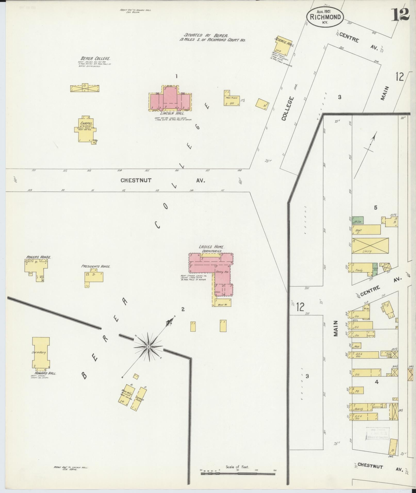Sanborn Fire Insurance Map from Richmond, Madison County, Kentucky (1901), Sheet #0012 - Complete Map Set gallery image, historic Sanborn map, vintage wall art, Kentucky Kentucky