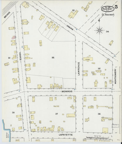 Sanborn Fire Insurance Map from Rahway, Union County, New Jersey (1891), Sheet #0005 - Complete Map Set gallery image, historic Sanborn map, vintage wall art, New Jersey New Jersey