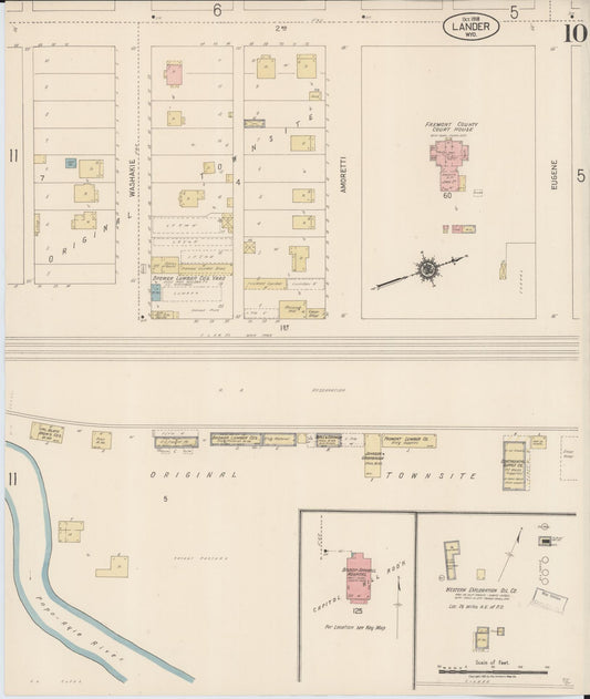 Sanborn Fire Insurance Map from Lander, Fremont County, Wyoming (1918), Sheet #0010 - Historic Sanborn Fire Insurance Map Print, vintage old map wall art, antique decor, genealogy gift, Wyoming Wyoming map