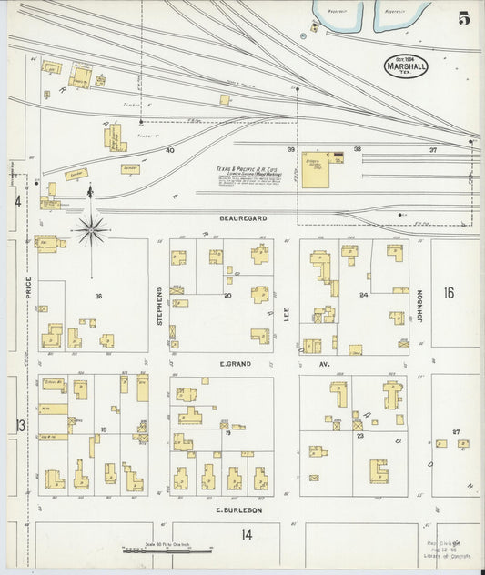Sanborn Fire Insurance Map from Marshall, Harrison County, Texas (1904), Sheet #0005 - Historic Sanborn Fire Insurance Map Print, vintage old map wall art, antique decor, genealogy gift, Texas Texas map