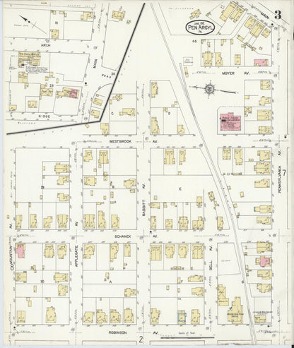 Sanborn Fire Insurance Map from Pen Argyl, Northampton County, Pennsylvania (1912), Sheet #0003 - Complete Map Set gallery image, historic Sanborn map, vintage wall art, Pennsylvania Pennsylvania