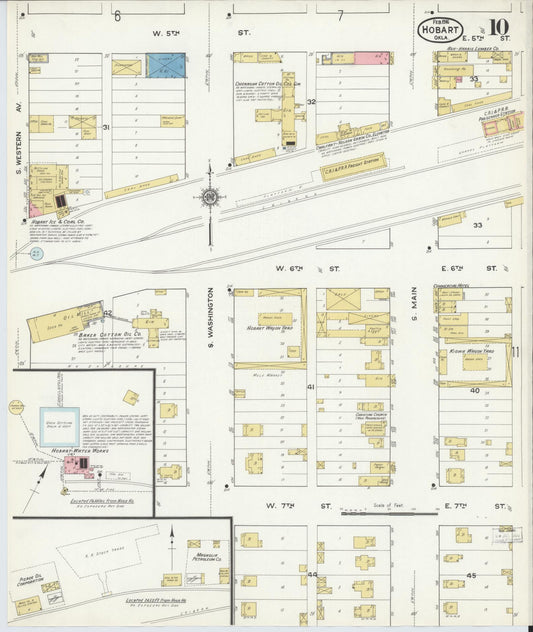 Sanborn Fire Insurance Map from Hobart, Kiowa County, Oklahoma (1916), Sheet #0010 - Historic Sanborn Fire Insurance Map Print, vintage old map wall art, antique decor, genealogy gift, Oklahoma Oklahoma map