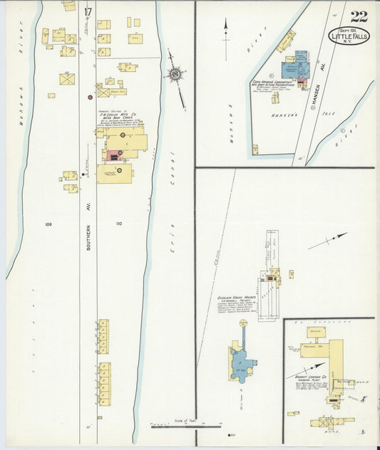 Sanborn Fire Insurance Map from Little Falls, Herkimer County, New York (1911), Sheet #0022 - Historic Sanborn Fire Insurance Map Print, vintage old map wall art, antique decor, genealogy gift, New York New York map