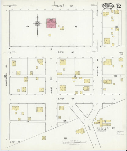 Sanborn Fire Insurance Map from Kerens, Navarro County, Texas (1921), Sheet #0012 - Complete Map Set gallery image, historic Sanborn map, vintage wall art, Texas Texas