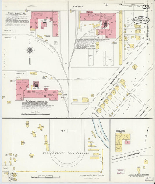 Sanborn Fire Insurance Map from Shelbyville, Shelby County, Indiana (1910), Sheet #0025 - Historic Sanborn Fire Insurance Map Print, vintage old map wall art, antique decor, genealogy gift, Indiana Indiana map