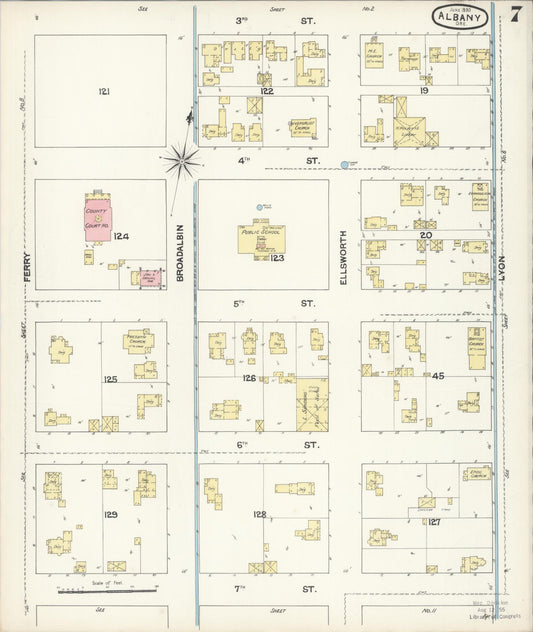 Sanborn Fire Insurance Map from Albany, Linn County, Oregon (1890), Sheet #0007 - Historic Sanborn Fire Insurance Map Print, vintage old map wall art, antique decor, genealogy gift, Oregon Oregon map