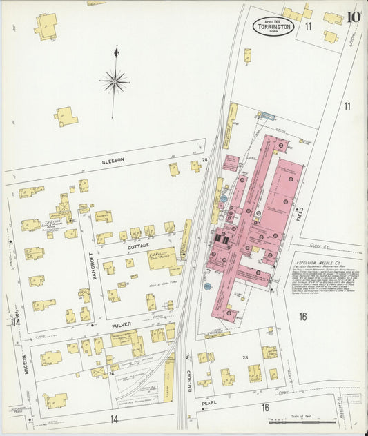 Sanborn Fire Insurance Map from Torrington, Litchfield County, Connecticut (1909), Sheet #0010 - Historic Sanborn Fire Insurance Map Print, vintage old map wall art, antique decor, genealogy gift, Connecticut Connecticut map