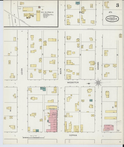 Sanborn Fire Insurance Map from Homer, Calhoun County, Michigan (1893), Sheet #0003 - Complete Map Set gallery image, historic Sanborn map, vintage wall art, Michigan Michigan