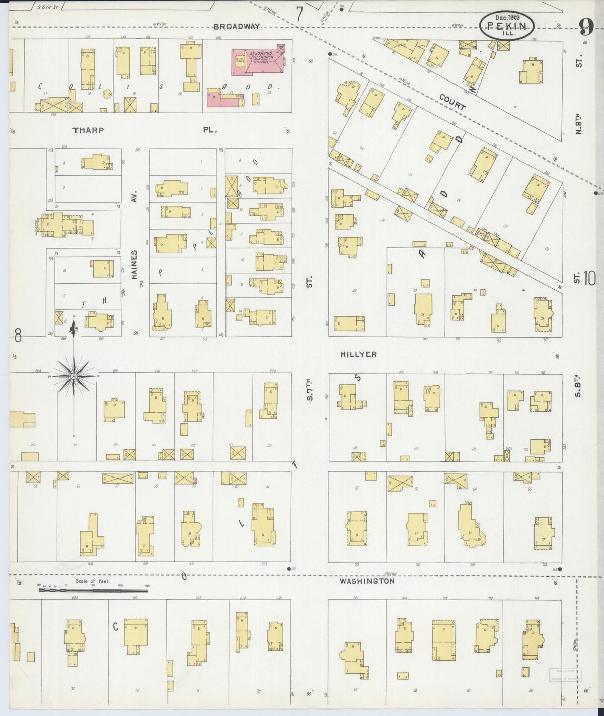 Sanborn Fire Insurance Map from Pekin, Tazewell County, Illinois (1903), Sheet #0009 - Complete Map Set gallery image, historic Sanborn map, vintage wall art, Illinois Illinois