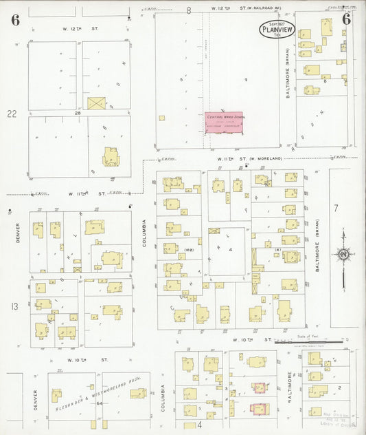 Sanborn Fire Insurance Map from Plainview, Hale County, Texas (1927), Sheet #0006 - Historic Sanborn Fire Insurance Map Print, vintage old map wall art, antique decor, genealogy gift, Texas Texas map