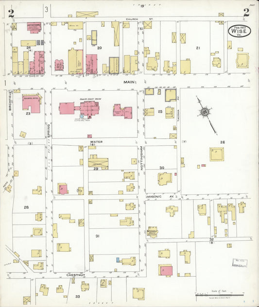 Sanborn Fire Insurance Map from Wise, Wise County, Virginia (1923), Sheet #0002 - Historic Sanborn Fire Insurance Map Print, vintage old map wall art, antique decor, genealogy gift, Virginia Virginia map