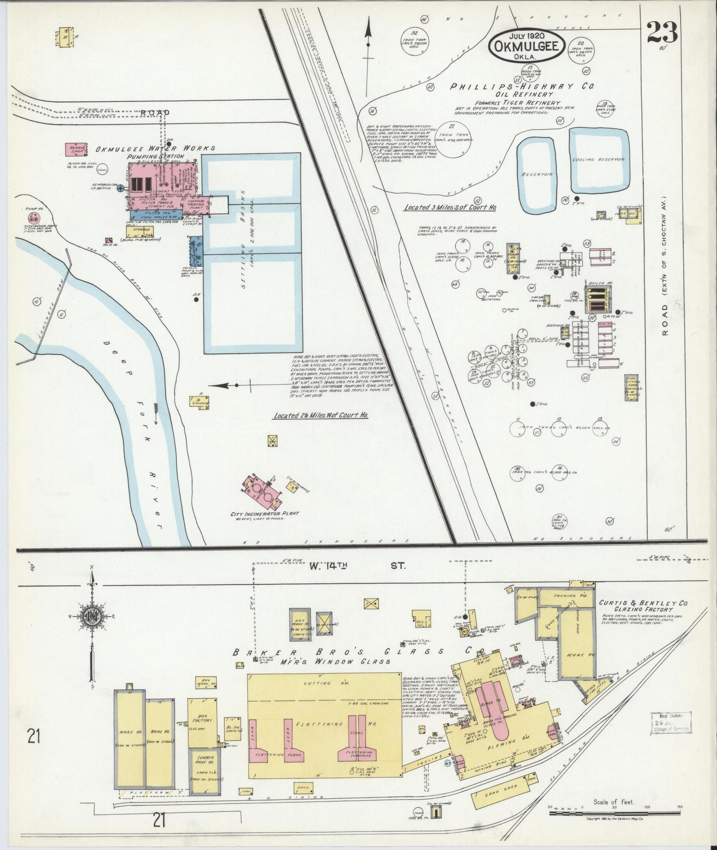Sanborn Fire Insurance Map from Okmulgee, Okmulgee County, Oklahoma (1920), Sheet #0023 - Complete Map Set gallery image, historic Sanborn map, vintage wall art, Oklahoma Oklahoma