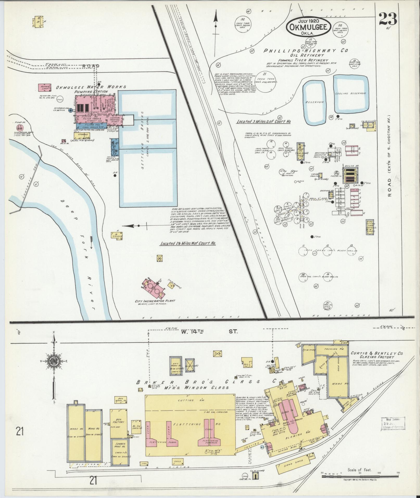 Sanborn Fire Insurance Map from Okmulgee, Okmulgee County, Oklahoma (1920), Sheet #0023 - Complete Map Set gallery image, historic Sanborn map, vintage wall art, Oklahoma Oklahoma