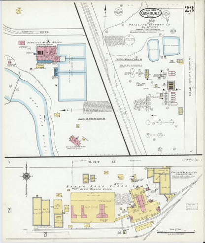Sanborn Fire Insurance Map from Okmulgee, Okmulgee County, Oklahoma (1920), Sheet #0023 - Complete Map Set gallery image, historic Sanborn map, vintage wall art, Oklahoma Oklahoma