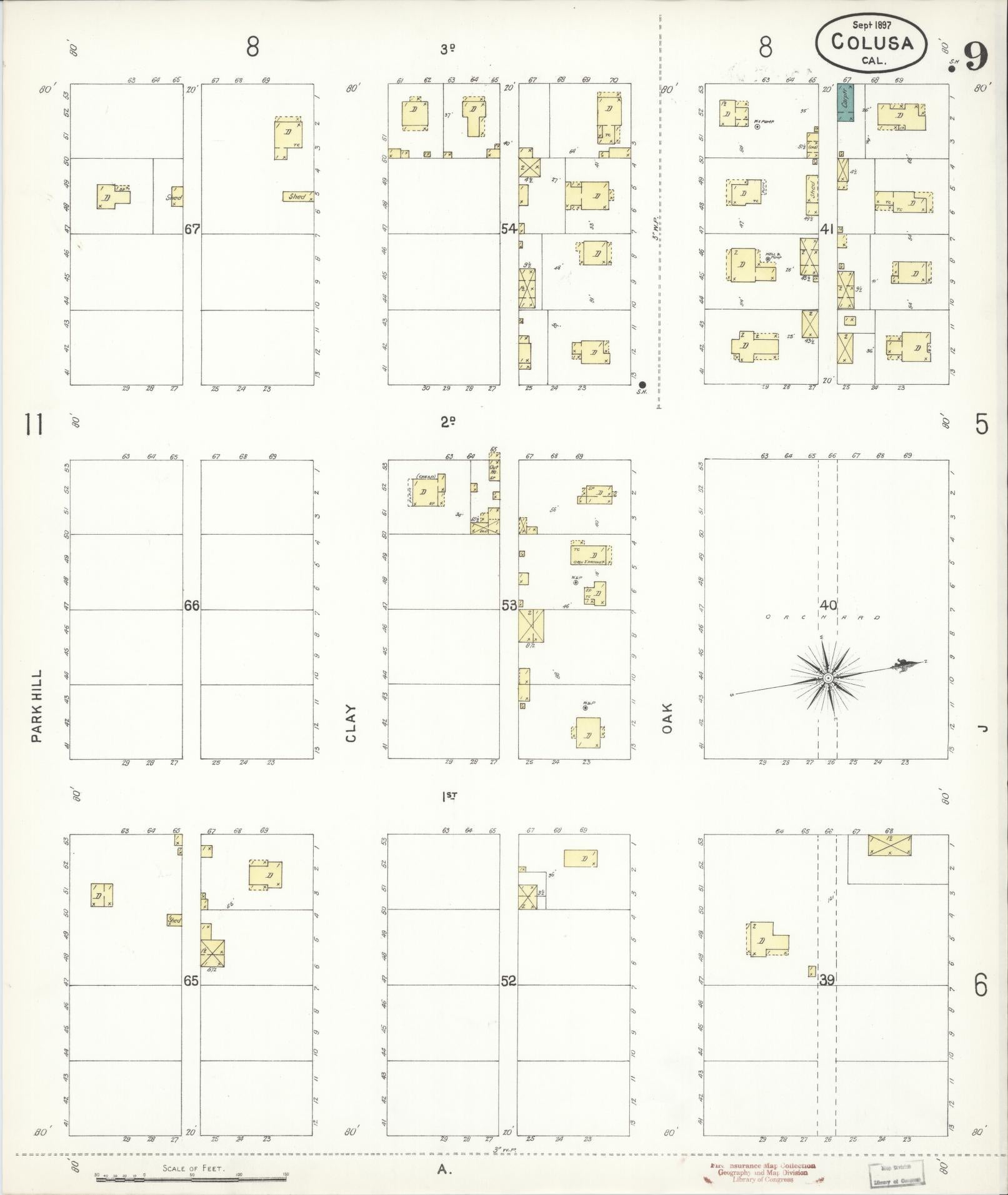 Sanborn Fire Insurance Map from Colusa, Colusa County, California (1897), Sheet #0009 - Complete Map Set gallery image, historic Sanborn map, vintage wall art, California California