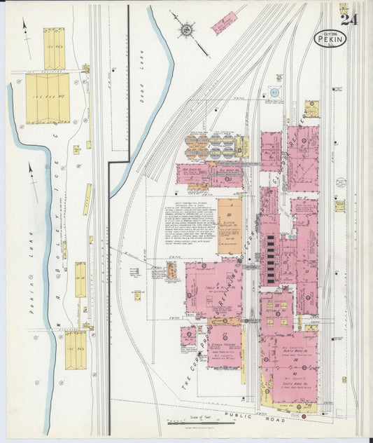 Sanborn Fire Insurance Map from Pekin, Tazewell County, Illinois (1916), Sheet #0024 - Historic Sanborn Fire Insurance Map Print, vintage old map wall art, antique decor, genealogy gift, Illinois Illinois map
