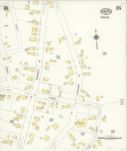Sanborn Fire Insurance Map from Rumford, Oxford County, Maine (1923), Sheet #0016 - Complete Map Set gallery image, historic Sanborn map, vintage wall art, Maine Maine
