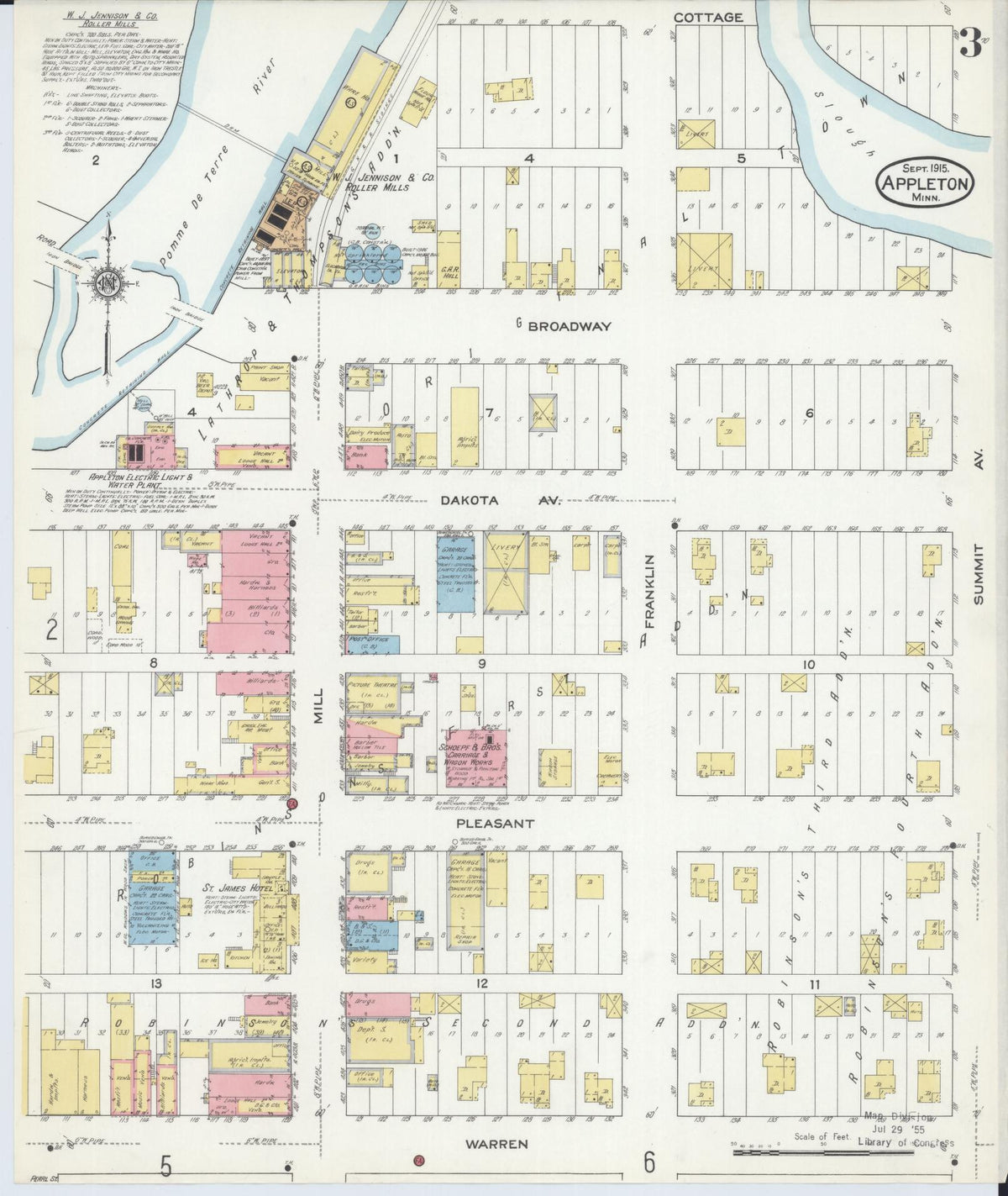 Sanborn Fire Insurance Map from Appleton, Swift County, Minnesota (1915), Sheet #0003 - Complete Map Set gallery image, historic Sanborn map, vintage wall art, Minnesota Minnesota