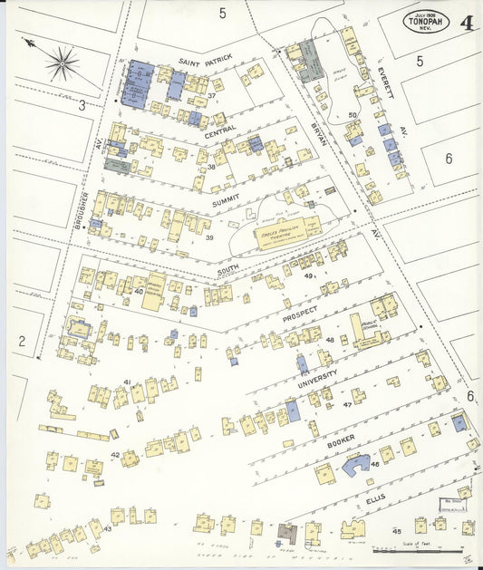 Sanborn Fire Insurance Map from Tonopah, Nye County, Nevada (1909), Sheet #0004 - Historic Sanborn Fire Insurance Map Print, vintage old map wall art, antique decor, genealogy gift, Nevada Nevada map