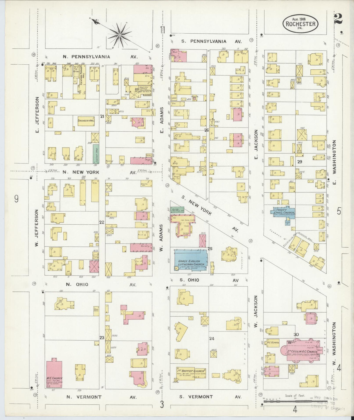 Sanborn Fire Insurance Map from Rochester, Beaver County, Pennsylvania (1908), Sheet #0002 - Complete Map Set gallery image, historic Sanborn map, vintage wall art, Pennsylvania Pennsylvania