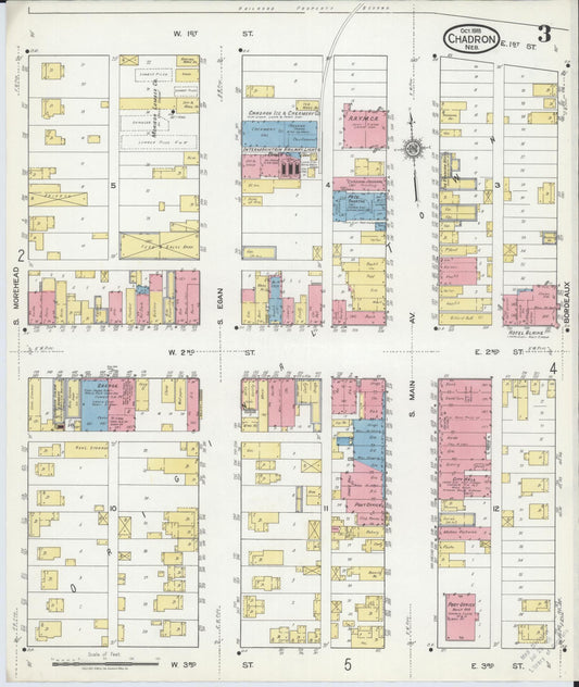 Sanborn Fire Insurance Map from Chadron, Dawes County, Nebraska (1918), Sheet #0003 - Historic Sanborn Fire Insurance Map Print, vintage old map wall art, antique decor, genealogy gift, Nebraska Nebraska map