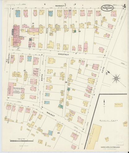 Sanborn Fire Insurance Map from Perkasie, Bucks County, Pennsylvania (1908), Sheet #0004 - Historic Sanborn Fire Insurance Map Print, vintage old map wall art, antique decor, genealogy gift, Pennsylvania Pennsylvania map