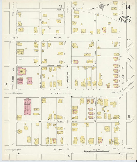 Sanborn Fire Insurance Map from Du Bois, Clearfield County, Pennsylvania (1913), Sheet #0014 - Historic Sanborn Fire Insurance Map Print, vintage old map wall art, antique decor, genealogy gift, Pennsylvania Pennsylvania map